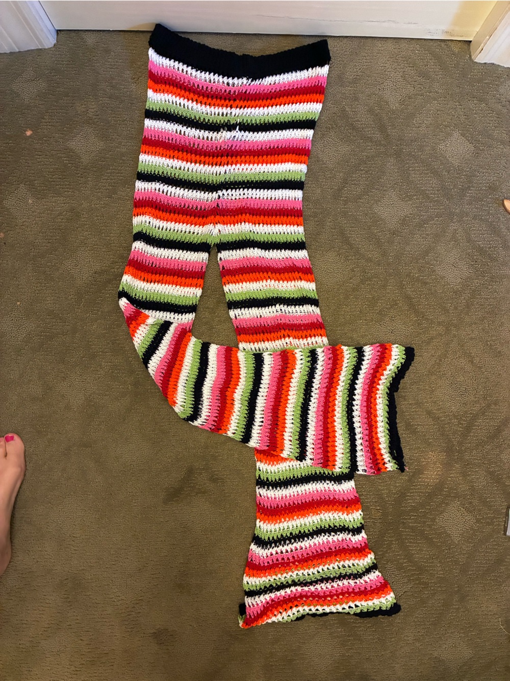 Striped Crochet Leggings - Multicolor